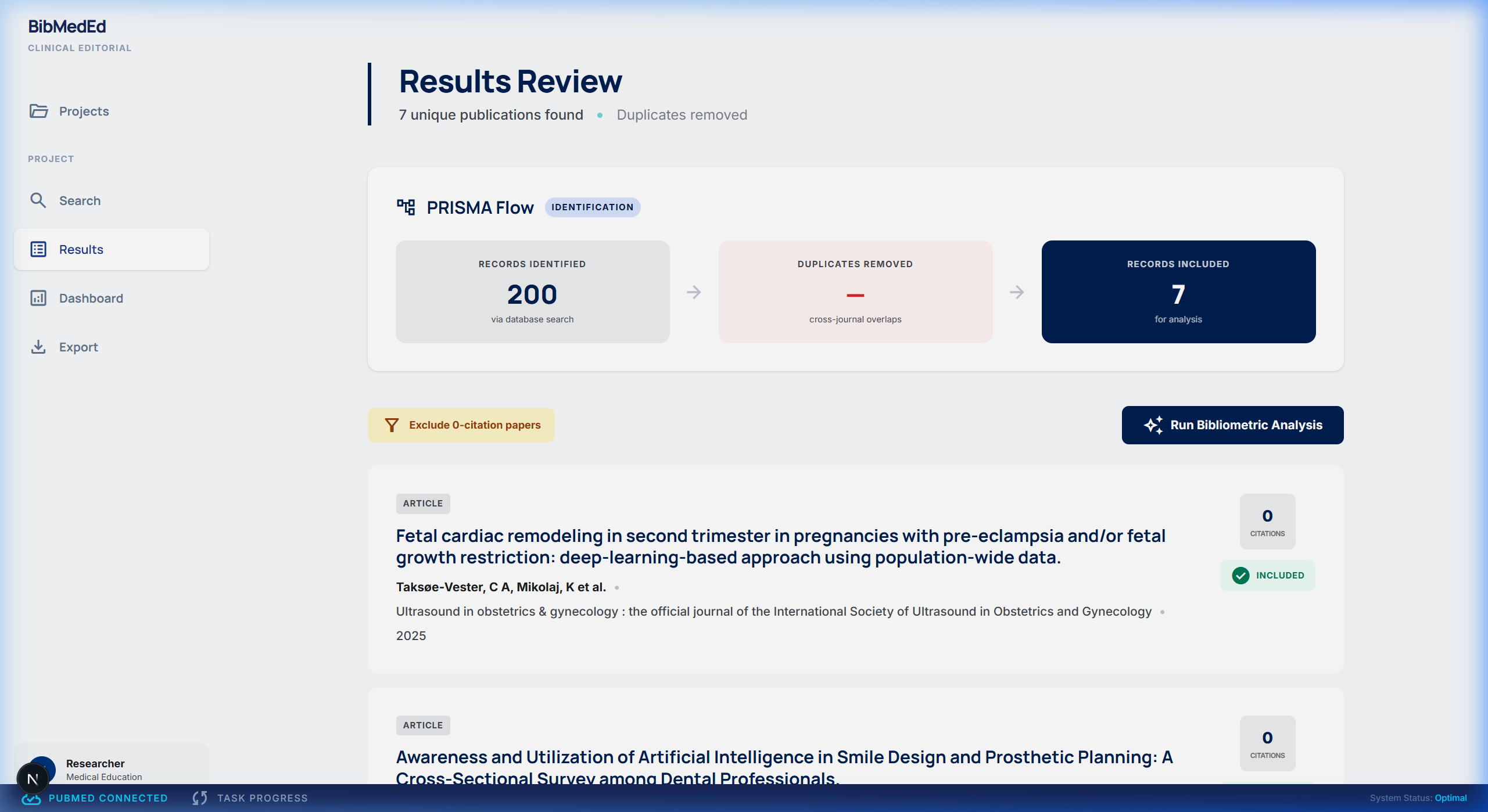 BibMedEd Results Table